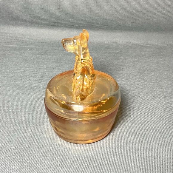Vintage Scottish Terrier Marigold Carnival Glass Trinket Dish Candy Dish - Picture 2 of 8